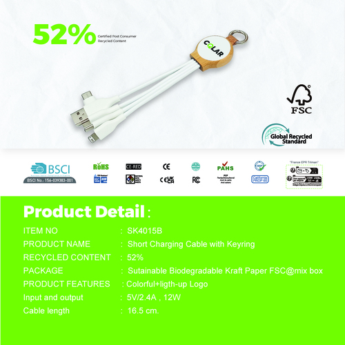 CQLAR Short Bamboo Charging Cable - Image 7